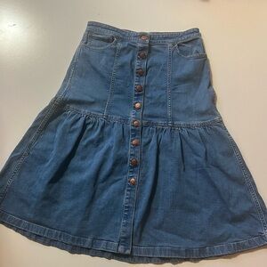 Madewell Denim Bayview Tiered Midi Skirt Size 27
